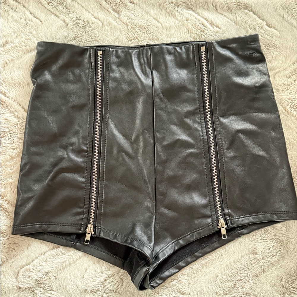 Forever 21 Black High Waist Faux Leather Shorts
